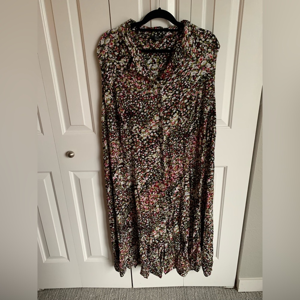 J.B.S. Women Vintage 90s Multicolor Floral Button Up Collared Dress